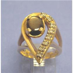 Vintage 14K Black Star Sapphire Diamond Ring #1830860