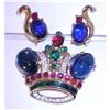 Image 1 : TRIFARI Blue Crown Shaped Pin with Green and #1831011