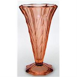 Walther 10 1/2 Inch Pink Art Deco Glass Vase #1831025