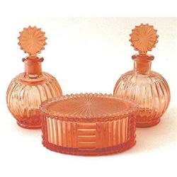 Peach Depression Glass Perfume Bottles and Jar #1831032