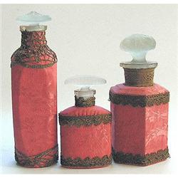 Art Nouveau Satin Glass Perfume Bottle Set #1831090