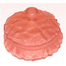 Pink Satin Depression Glass Art Deco Powder Jar#1831092