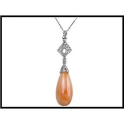 CORAL AND DIAMOND PENDANT WAS $750 #1831291