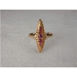 Estate 14K Pink Rose Gold Marquise Ruby Ring #1831352