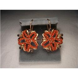 18K Pink Gold Handmade Coral Sapphire Earrings #1831448