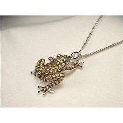 14K WG Yellow Sapphire Peridot Frog Pendant #1831469