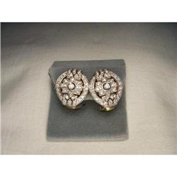 Estate 18K Gold 1 CT Diamond Filigree Earrings #1831473