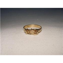 Estate 14K YG Yellow Gold Belt Buckle Band Ring#1831476