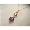 14K YG Citrine Amethyst Diamond Heart Pendant #1831550