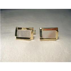 14K YG Gold Mother Of Pearl Mens Cufflinks #1831557