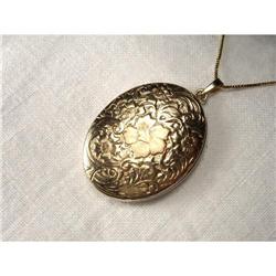 14K Pink Rose Gold Carved Floral Locket Pendant#1831559