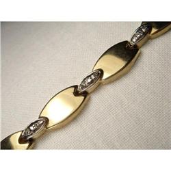 Estate 14K YG Yellow Gold Link Diamond Bracelet#1831563