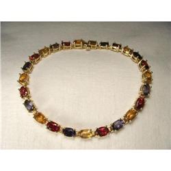 14K Gold Tanzanite Garnet Tourmaline Bracelet #1831565