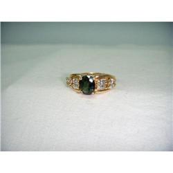 14K YG Green Tourmaline Sapphire Marquise Ring #1831581