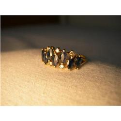 Estate 14K YG Gold Diamond Sapphire Band Ring #1831582