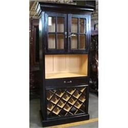 ANTIQUE BLACK PAINT WINE LIQUOR CABINET #1831741