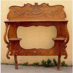 19c Victorian Carved Oak Mantle Server Top #1831783