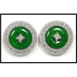 PLATINUM FINE COLOR JADE DIAMOND EARRINGS WERE #1858402