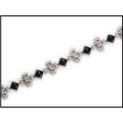 18K WHITE GOLD DIAMOND ONYX BRACELET  WAS #1858519