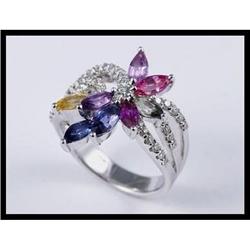 LAVISHING 18K WHITE GOLD MULTI-COLOR SAPPHIRE #1858530