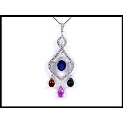 Multi-Color Sapphire Diamond Pendant #1858547