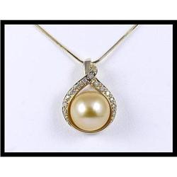 Classy 14K Yellow Gold Pearl and Diamond #1858554