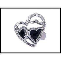 FRENCH DESIGNERS DIAMOND ONYX HEART RING WAS #1858679