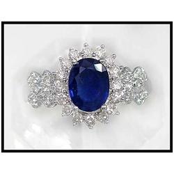 FINE COLOR SAPPHIRE DIAMOND RING 18K WHITE #1858693