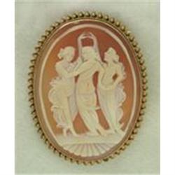 Greek Mythology Antique Shell Cameo 14k Y Gold #1858780