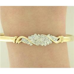 Estate 0.50tcw Diamonds 14k Yellow Gold Bangle #1858836
