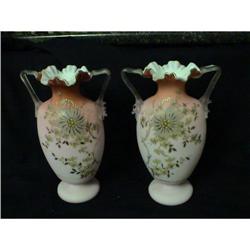 Pair of Victorian Burmese art glass vases #1858839