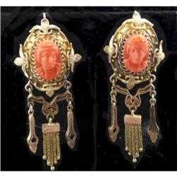 FABULOUS CORAL CAMEO EARRINGS #1858848