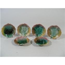 Set of 6 Majolica Begonia Leaf Butter Pats, #1858905