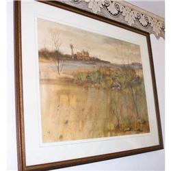 Mixed Media "Swamp with Windmill" Signed B. #1858931