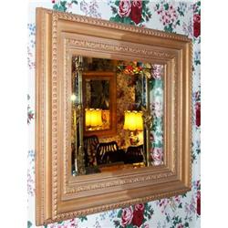 1980's Beveled Mirror   Gold Leaf Wood Frame #1858934