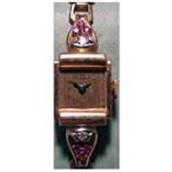 14K rose gold Bulova diamond &amp; ruby #1858936