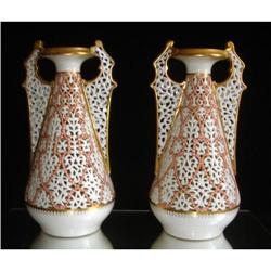 Pair of Graingers Worcester Reticulated Vases #1858952