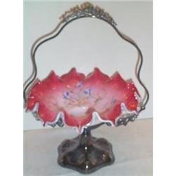 Hand Painted Bluebell Art Glass Brides Basket #1858961