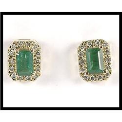 A Classic Pair of 14K Yellow Gold Emerald #1859034