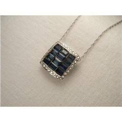 14K WG Sapphire Diamond Filigree Necklace #1859102