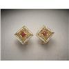 Image 1 : 14K YG Gold Diamond Ruby Filigree Earrings #1859104