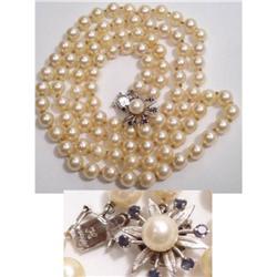 DECO  PEARL SAPPHiRE GOLD Opera necklace #1859152