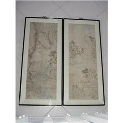 Pair of Oriental Ink Drawings  #1859180