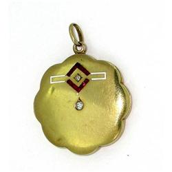 18 Kt. Gold Art Deco Enameled Locket with #1859220