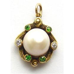 Pearl and  Demantoid Garnet Pendant #1859225