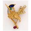 Image 1 : 18 Kt gold Jewelled Bird Pin #1859231