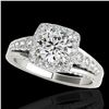 Image 1 : 2 ctw Certified Diamond Solitaire Halo Ring 10k White Gold - REF-259Y3X