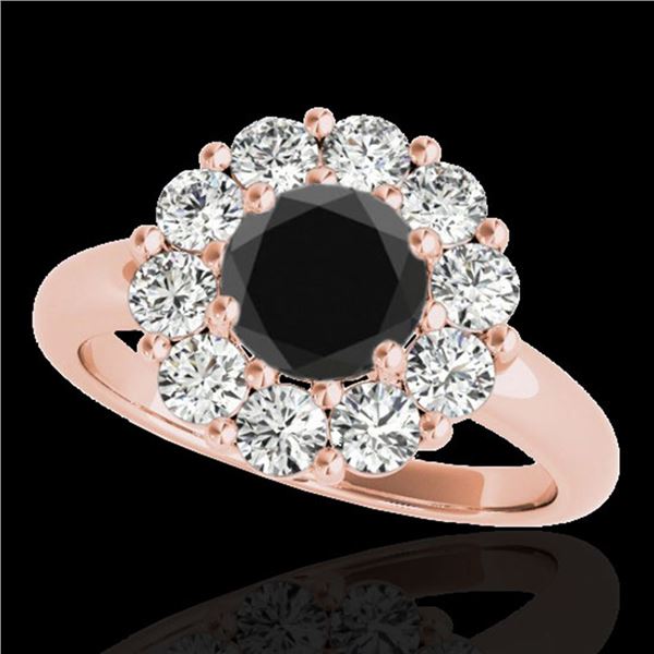 2.85 ctw Certified VS Black Diamond Solitaire Halo Ring 10k Rose Gold - REF-105A8N