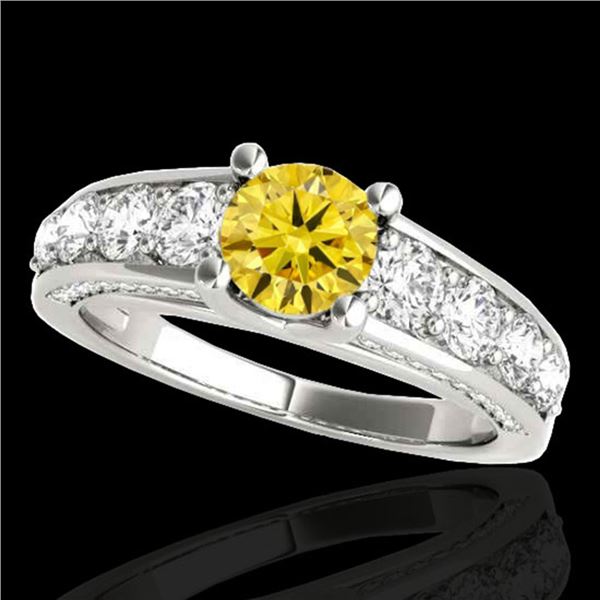 2.55 ctw Certified SI/I Fancy Intense Yellow Diamond Ring 10k White Gold - REF-259R3K