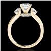 Image 2 : 1.6 ctw VS/SI Certified Princess Cut Diamond 3 Stone Ring 10k Yellow Gold - REF-327W3H
